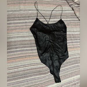 Forever 21, pleather spaghetti strap body suit, size medium.